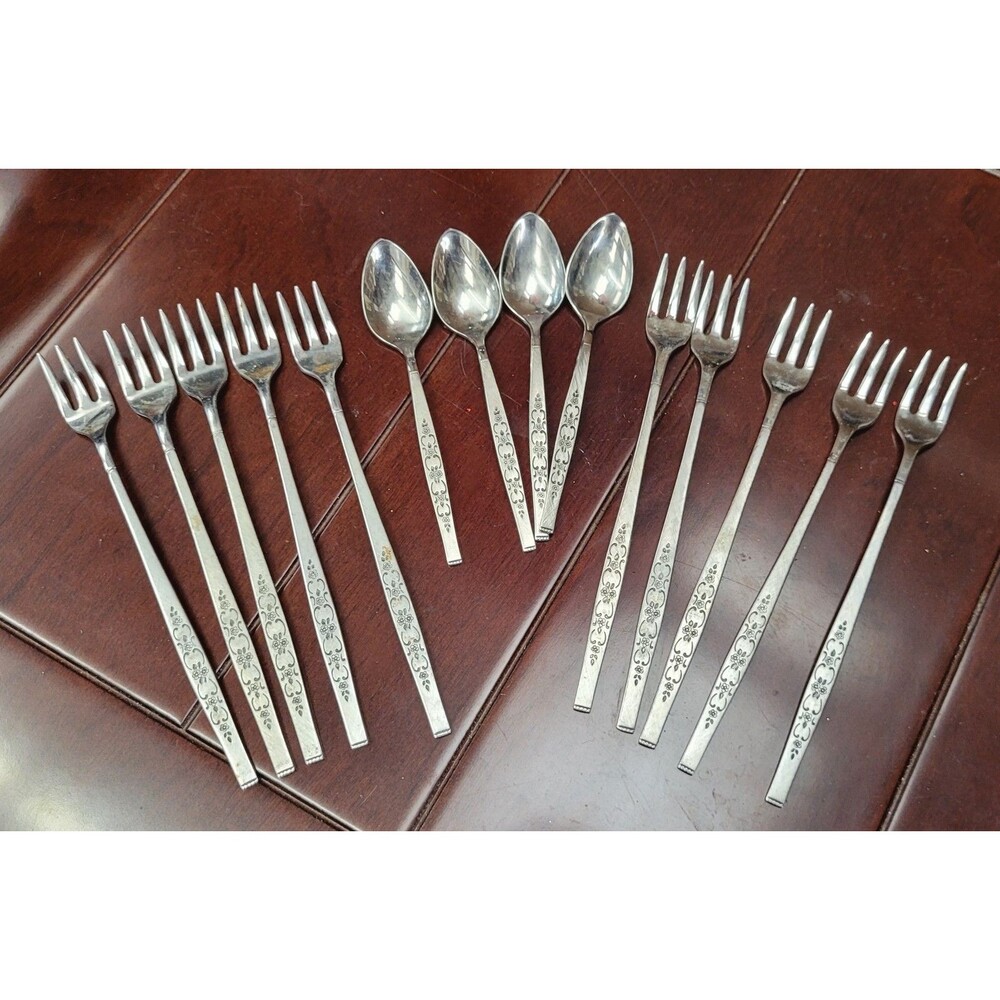 Vtg Wm A Rogers Premier Stainless SPANADA Cocktail Forks & Demitasse Spoons Lot